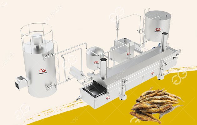 Máquina industrial para freír anchoas